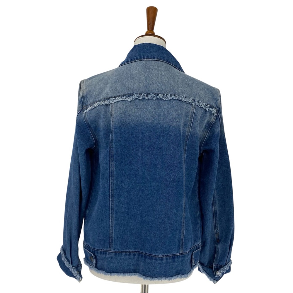 Linda Anderson floral embroidered blue jean faded look jacket wms sz small - Picture 4 of 13